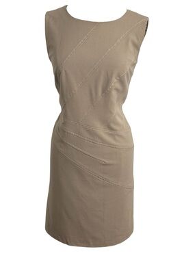 Sandra Darren Women's Sleeveless Boat Neckline Back Zipper Sheath Taupe, Size 16